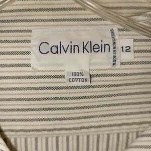 Vintage 80s Calvin Klein Striped Button Down Shirt 100% Cotton Minimalist Neutra